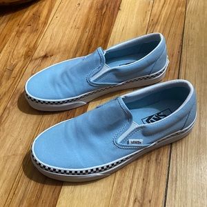 NWOT Vans slip on light blue with checkers size 7.5 womens